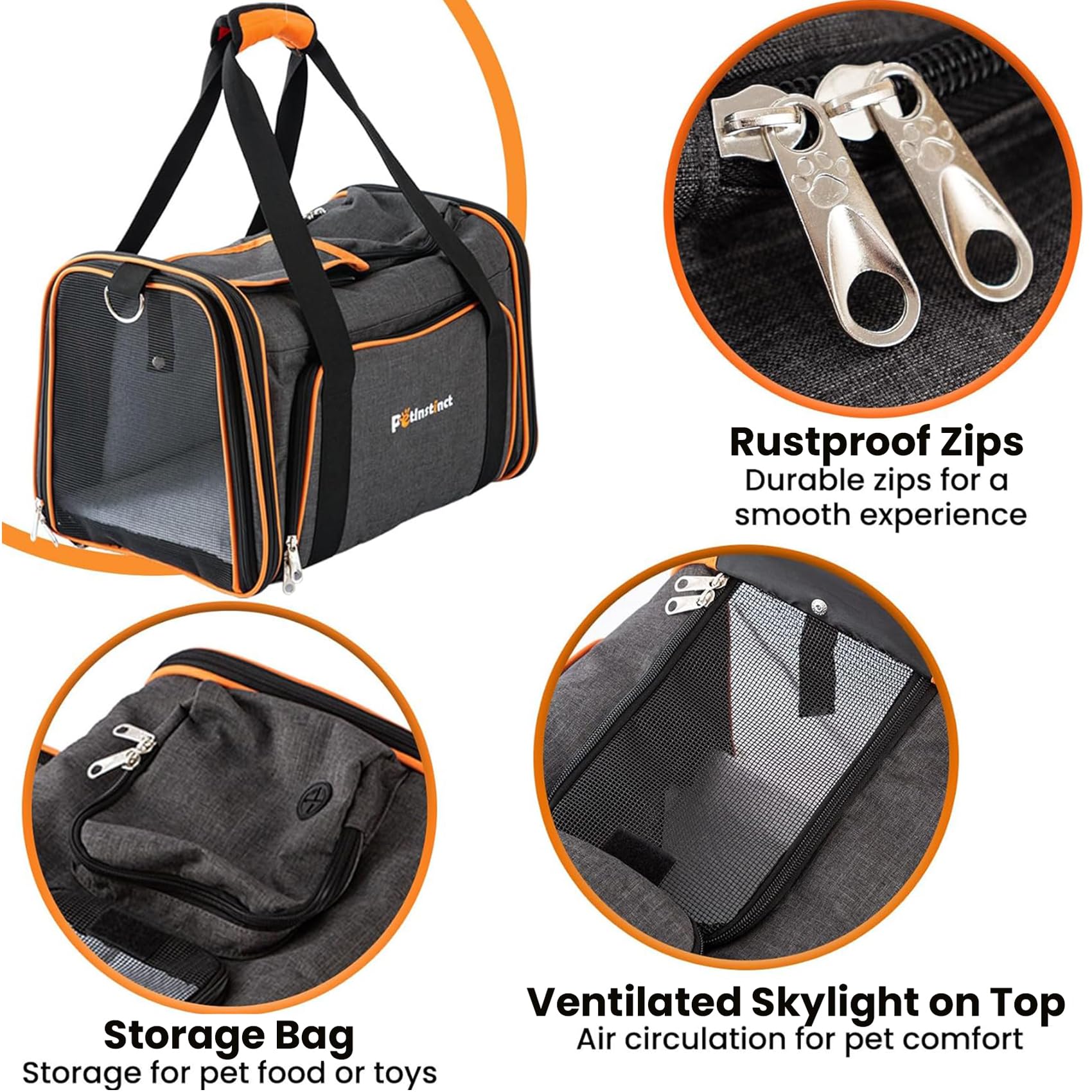 45x28x28 cm Transporttasche für Katzen und Hunde bis 6kg, Faltbare und Erweiterbare Katzentransportbox, Katzentragetasche mit Verstellbarem Schultergurt, Abnehmbarer Wollmatte