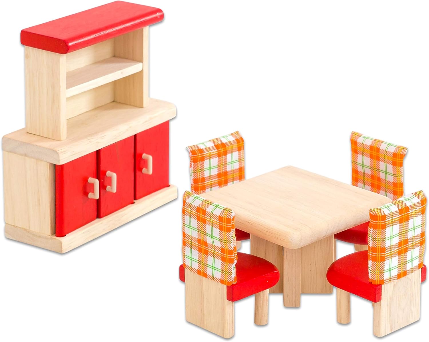 PlanToys® Dollhouse Furniture & Family Bundle | Classic Wooden Bedroom, Kitchen & Dining Room Sets with Dollhouse Family Figures | Montessori Pretend Play Eco-Friendly Accessories for Imaginative Play