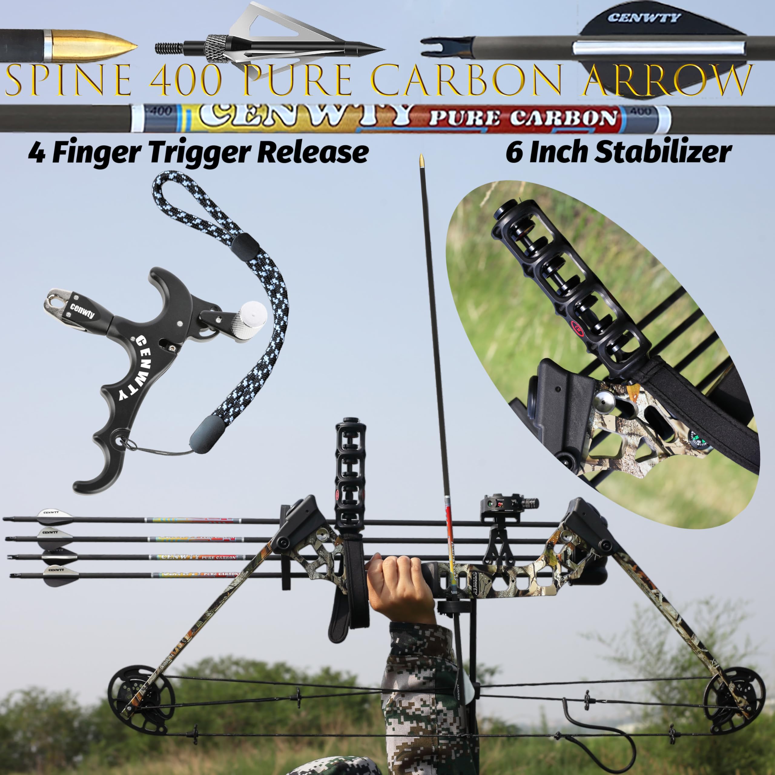 Jeu d'arc composé 30-70lbs flèche réglable 320fps tir à l'arc chasse