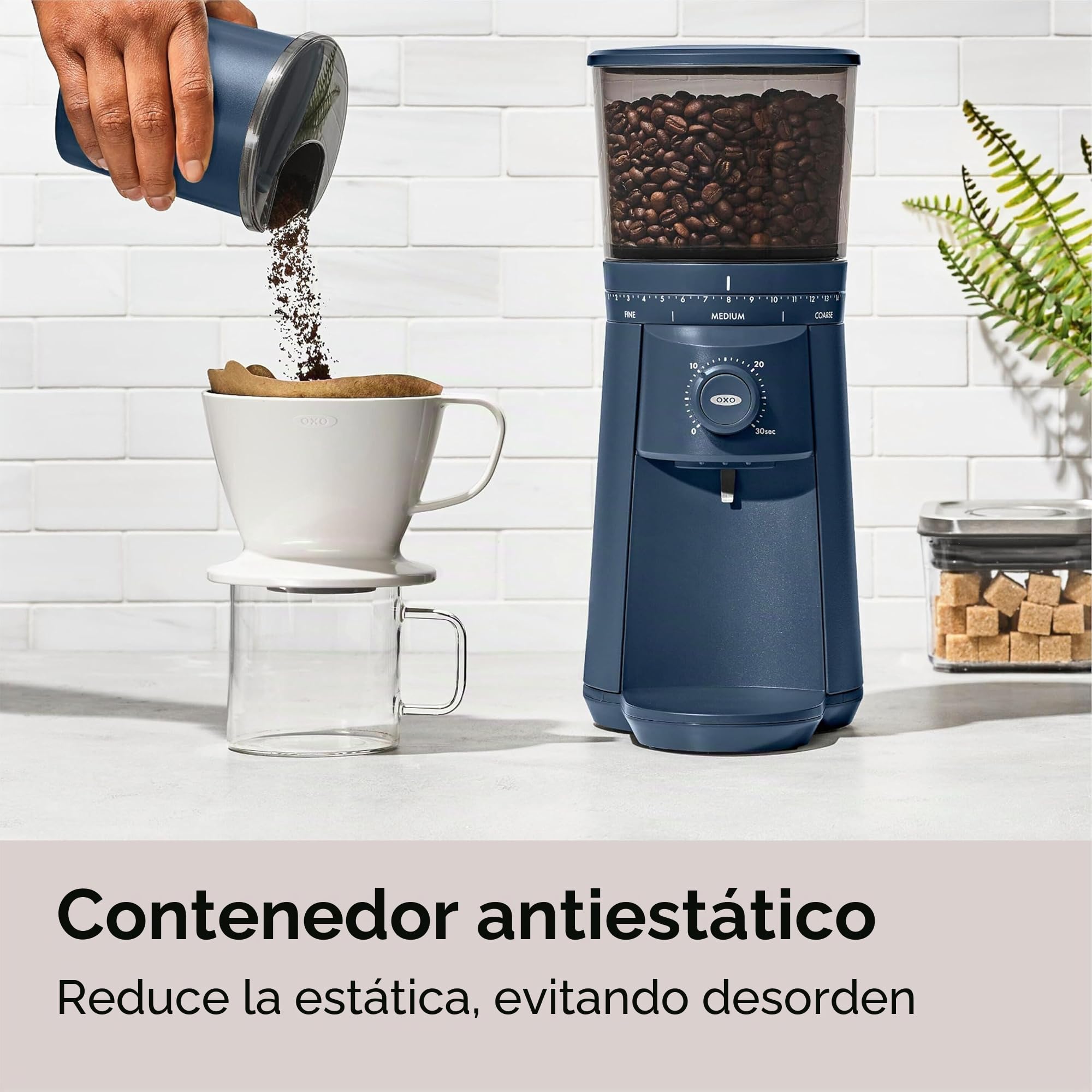 OXO Molinillo de café cónico Brew - Azul tormenta