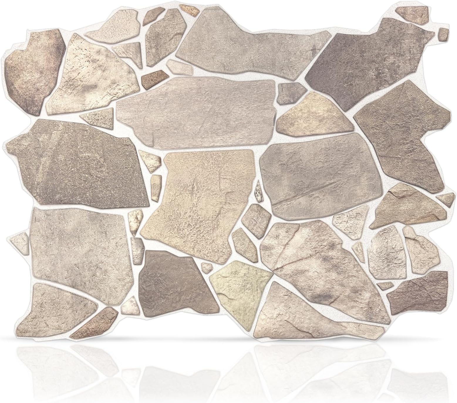 Retro-Art 3D Wall Panels, Wild Stone in Brown Beige Grey, PVC, 17.5" x 23.75", Cover 28.86 sq.ft. 563WB