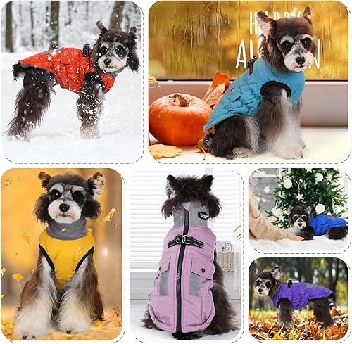 Miniatura 3 de Norbi Abrigo de invierno para perro, abrigo cálido para perro, abrigo reflectante ajustable para perro, impermeable, cuello alto con forro cálido,