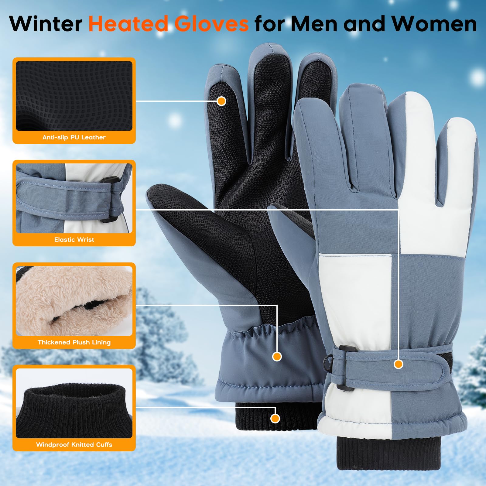 Gants Chauffants USB Réglables - 3 Températures (37°C à 45°C) - Imperméables Et Tactiles - Pour Moto, Vélo, Ski, Pêche - Idéaux Pour Hommes Et Femmes