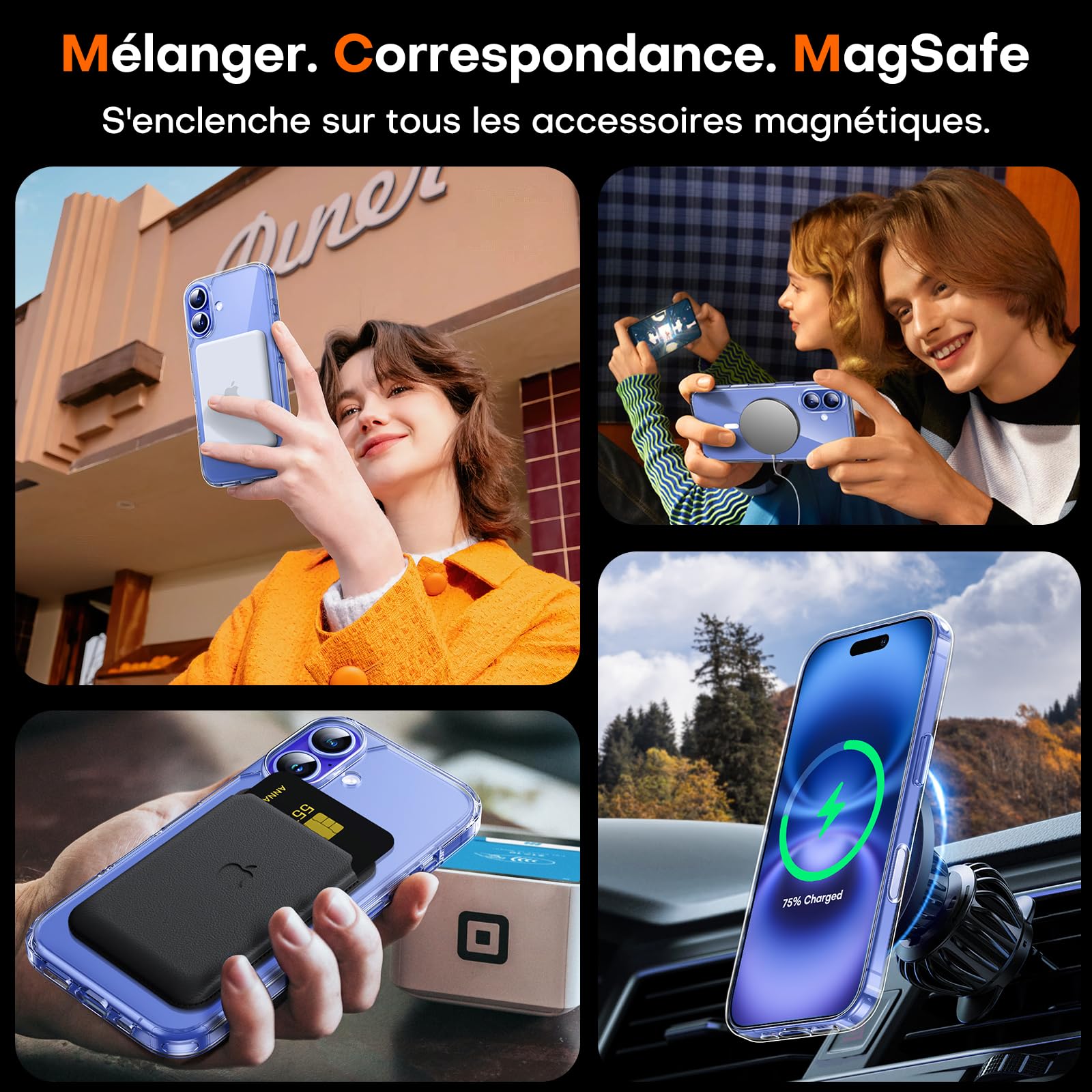 TAURI Coque Magnétique pour iPhone 16 Plus avec Bouton de Capture de Contrôle de Caméra, Compatible avec MagSafe [Protection Militaire][Anti-Jaunissement] -Coque Mince 6,7 Pouces-Transparent