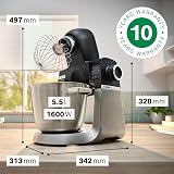 BOSCH MUMS6ZS18 Series 6 - Robot pâtissier MUM 6, Balance intégrée, bol en plastique avec couvercle plus bol en inox - 1600 W, Noir, inox brossé - 11