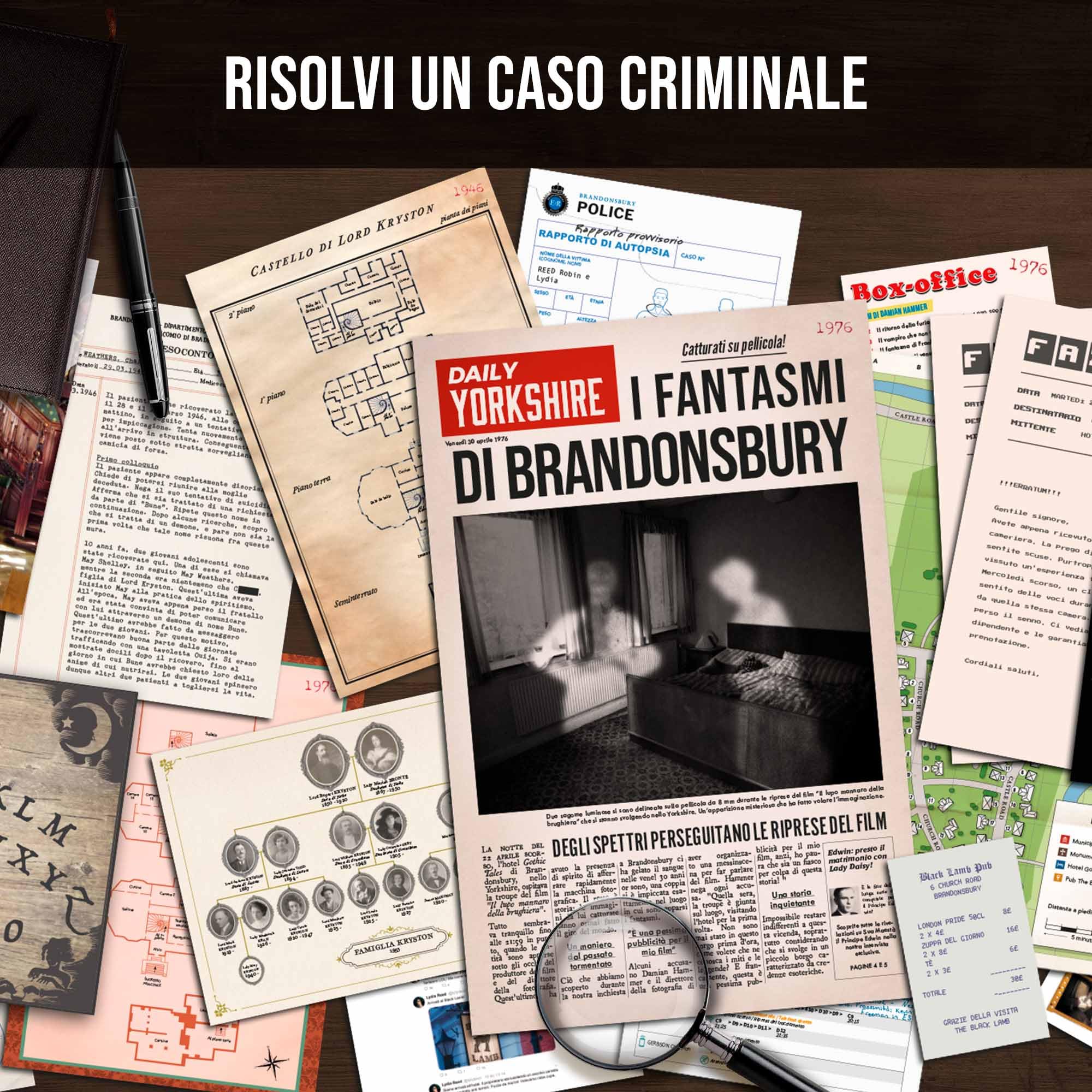 Platonia Games PROFILER - Fantasmi Di Brandonsbury - Scoprite gli oscuri segreti di un hotel maledetto - Gioco di società Escape Game - Gioco d'indagine collaborativa coinvolgente, 1-6 giocatori