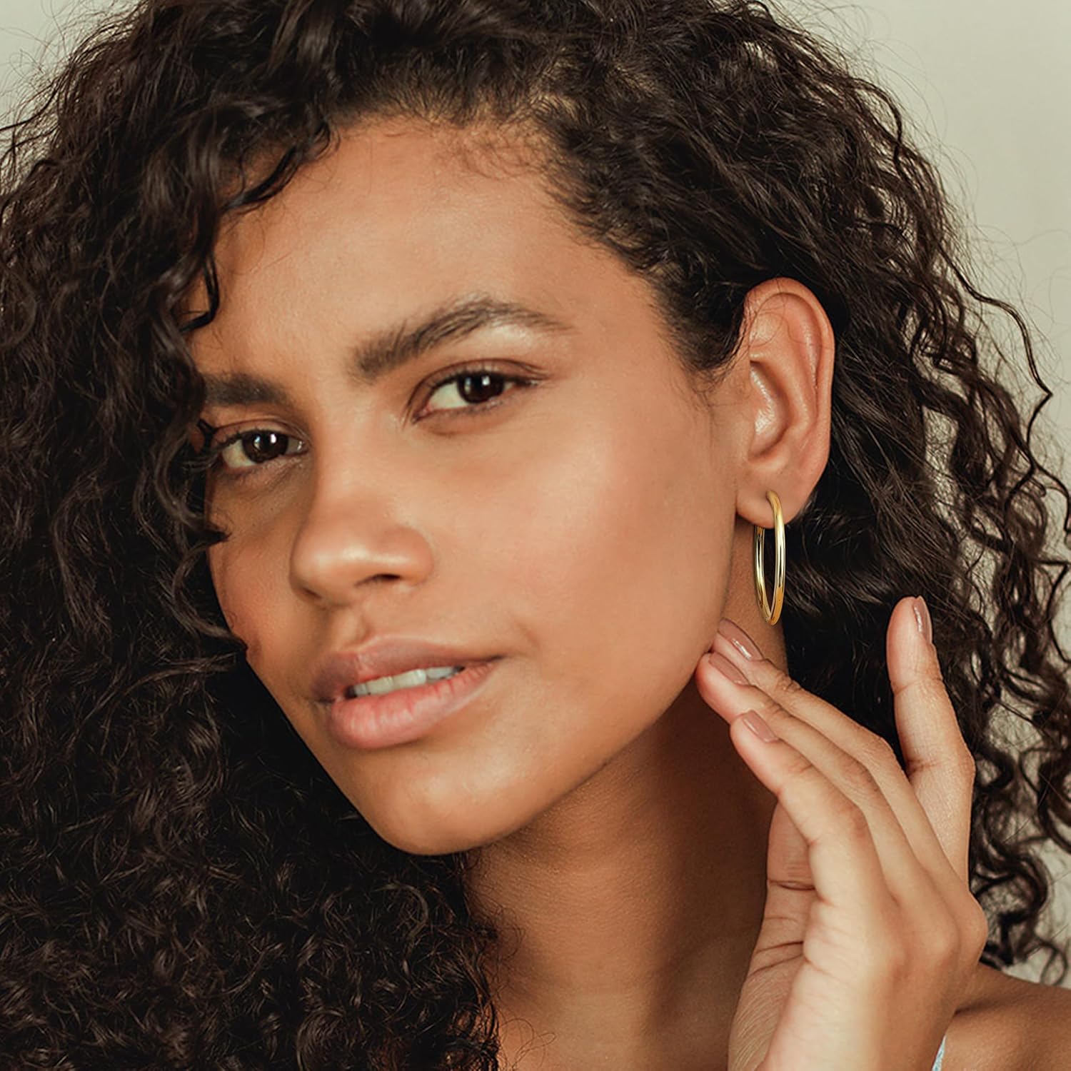 Clip On Hoop Earrings for Women Non Pierced Ears,Gold Clip On Earrings Non Piercing Big Stainless Steel Fake Hoops Lightweight 30-60mm - Image 3