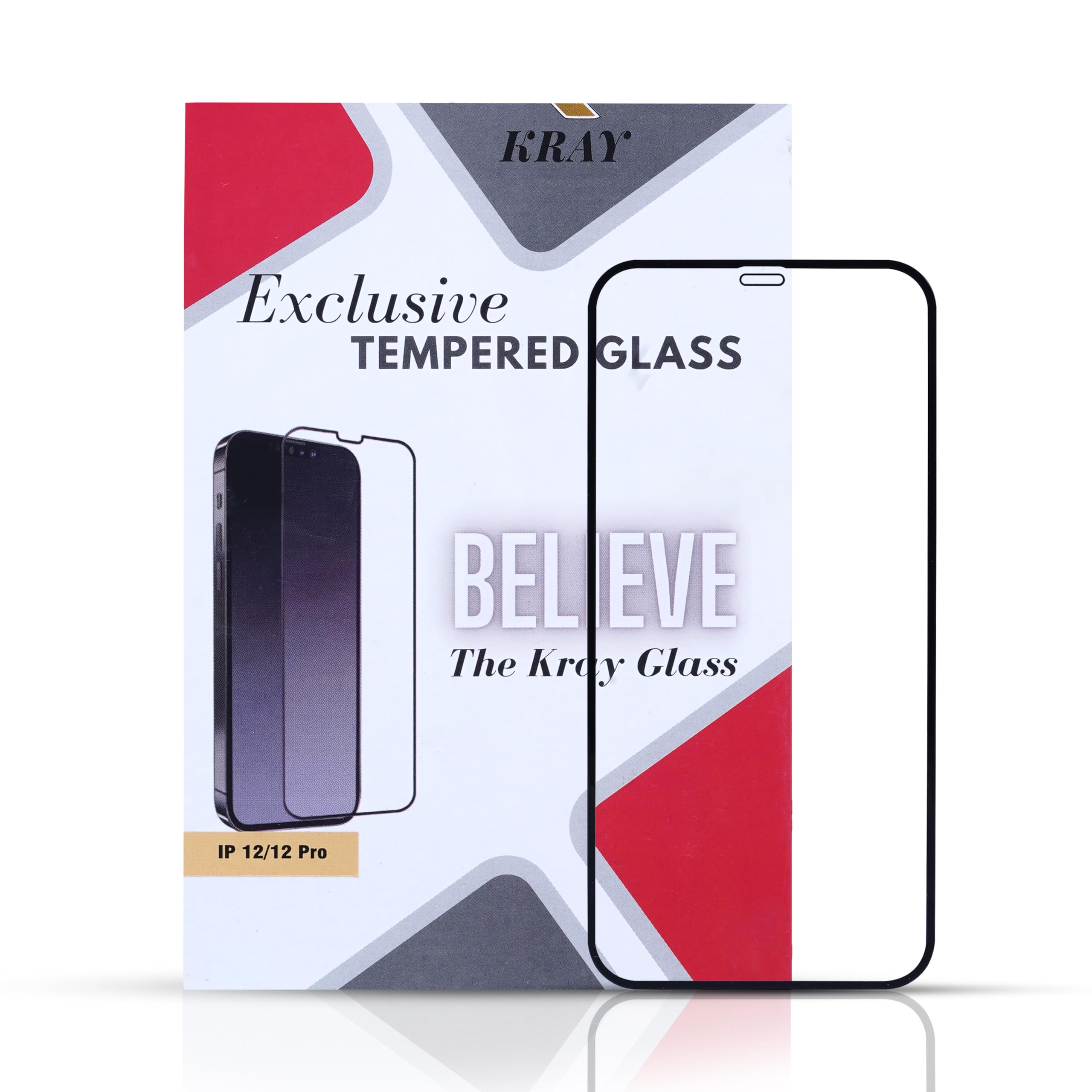 KRAY Exclusive Tempered Glass For Iphone 12/12PRO (Black) Edge To Edge Coverage With Easy Installation Kit for Smartphone