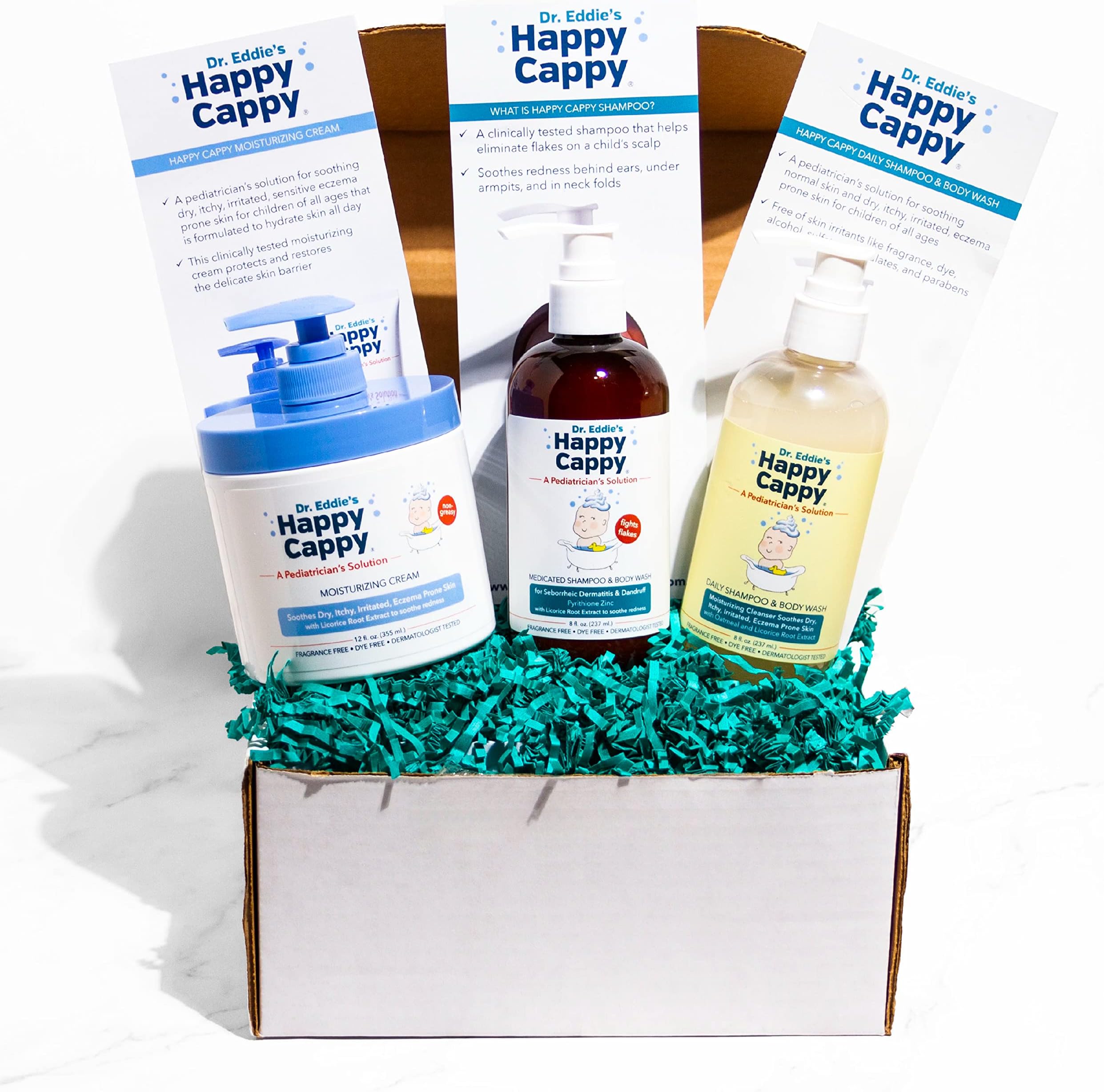 Happy Cappy Sensitive Skin Gift Box | Manage Cradle Cap, Seborrheic Dermatitis, Dandruff, and Dry, Itchy, Sensitive Eczema Prone Skin for All Ages