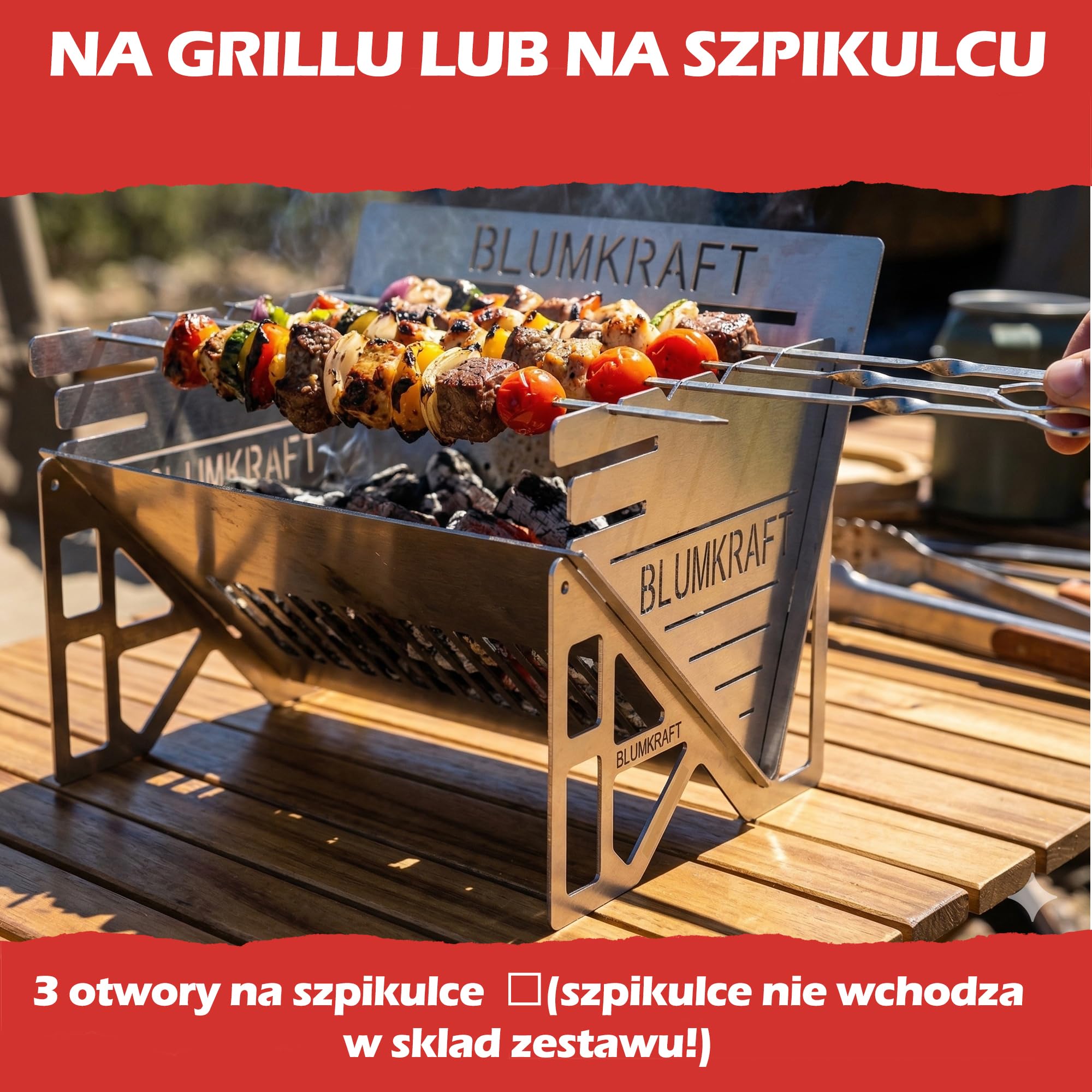 Składany przenośny grill ze stali nierdzewnej - ultra kompaktowy grill podróżny z węglem drzewnym, zdejmowany, kemping, trekking, piesze wycieczki, Van Life - mały grill ze stali nierdzewnej
