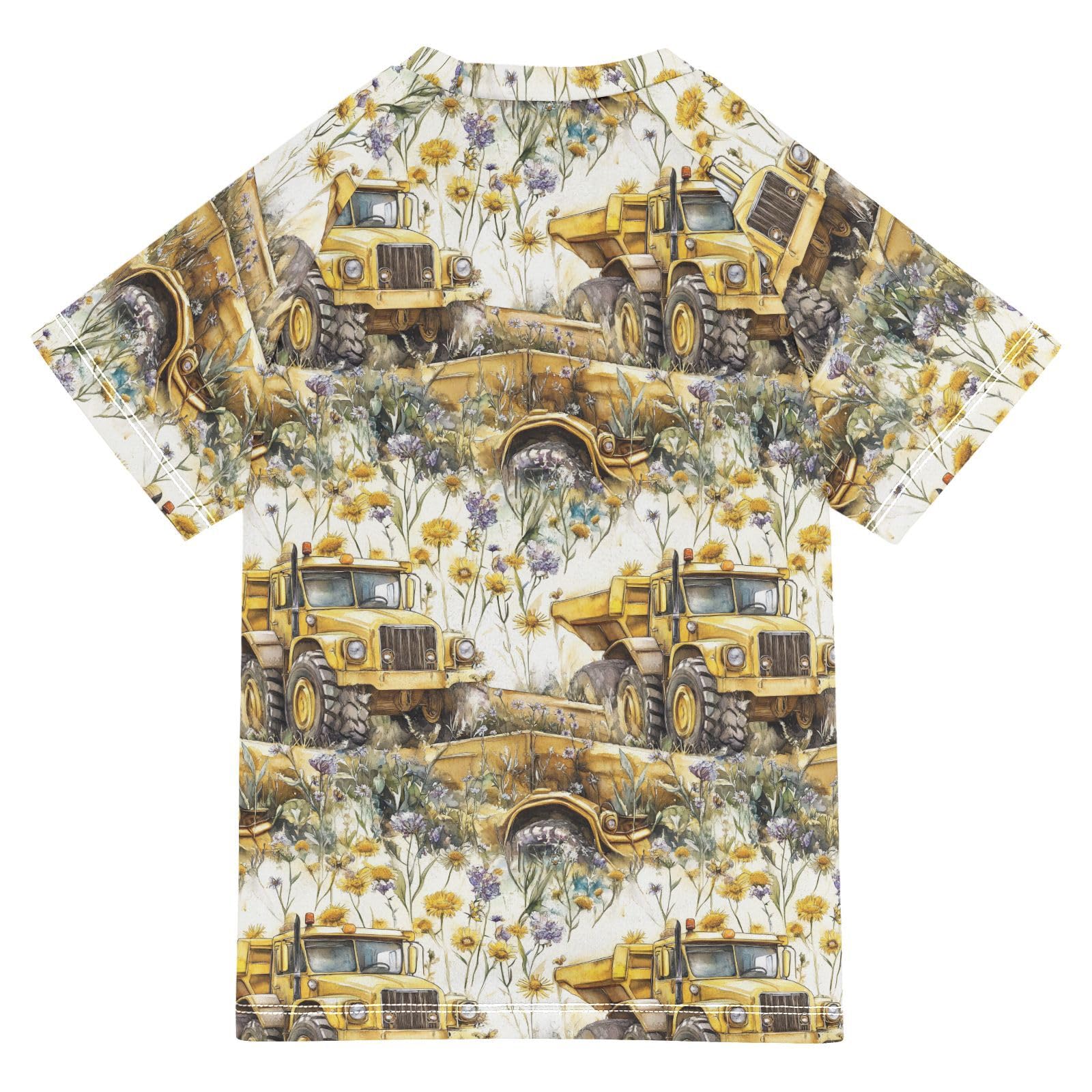 Bathing Suit Kids Short Sleeve Little Girls Swimsuits 9T Construction Truck Cartoon Grader Road