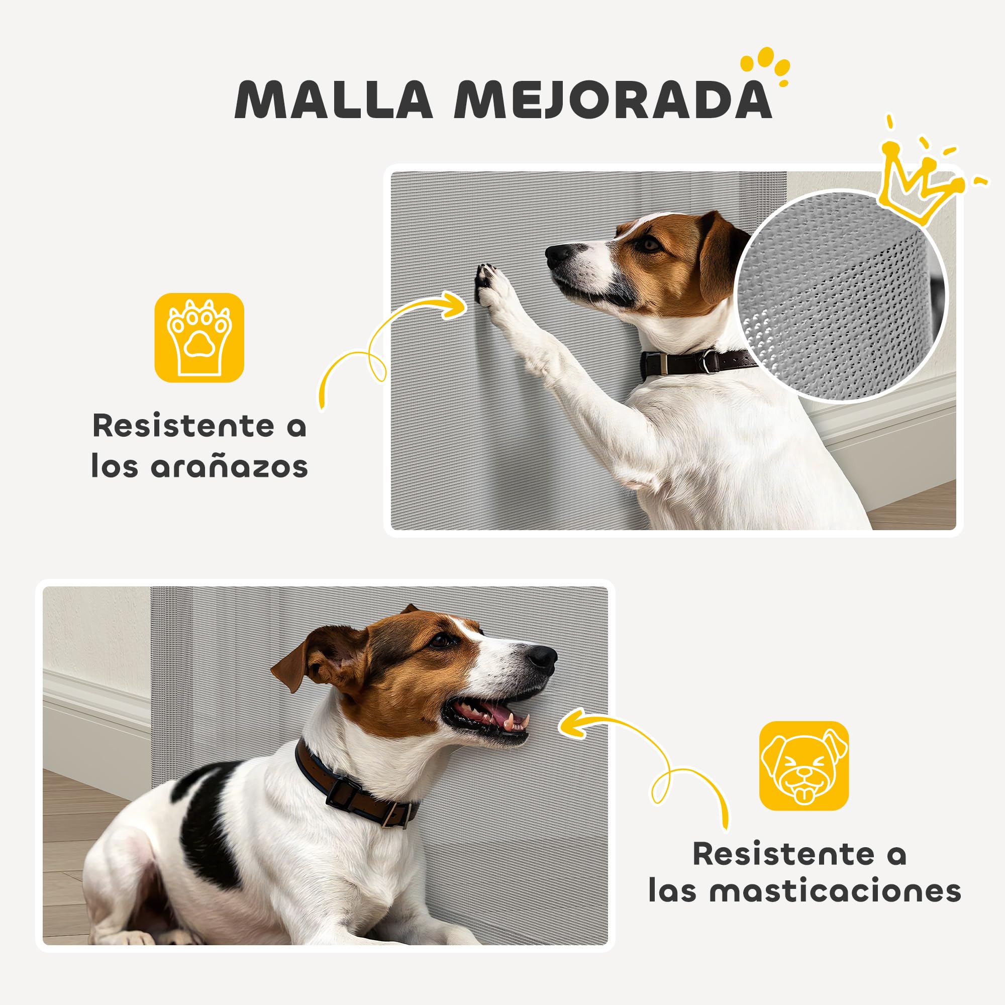 PawHut Barrera de Seguridad para Perros Retráctil, Extensible hasta 180 cm de Ancho y 93 cm de Alto, para Escaleras y Puertas, Valla para Perros Pequeños y Medianos, Uso con Una Sola Mano, Gris — view 6