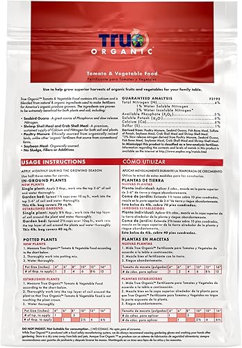 Miniatura 3 de True Organic Tomato & Vegetable Food – Organic Fertilizer for Superior Harvests with 6% Calcium – 12lb Bag Covers 210 sq. ft.