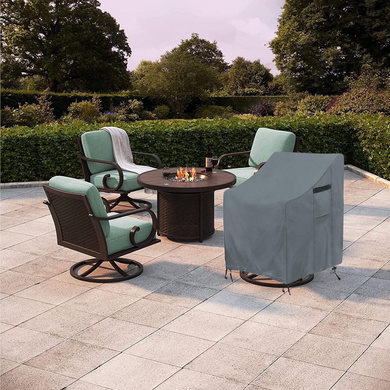 Patio Chair Covers, Outdoor Swivel Lounge Chair Cover 4 Pack, (30 L x 34 W x 38.5 H inches) Waterproof Heavy Duty Outdoor Chair Covers, gray