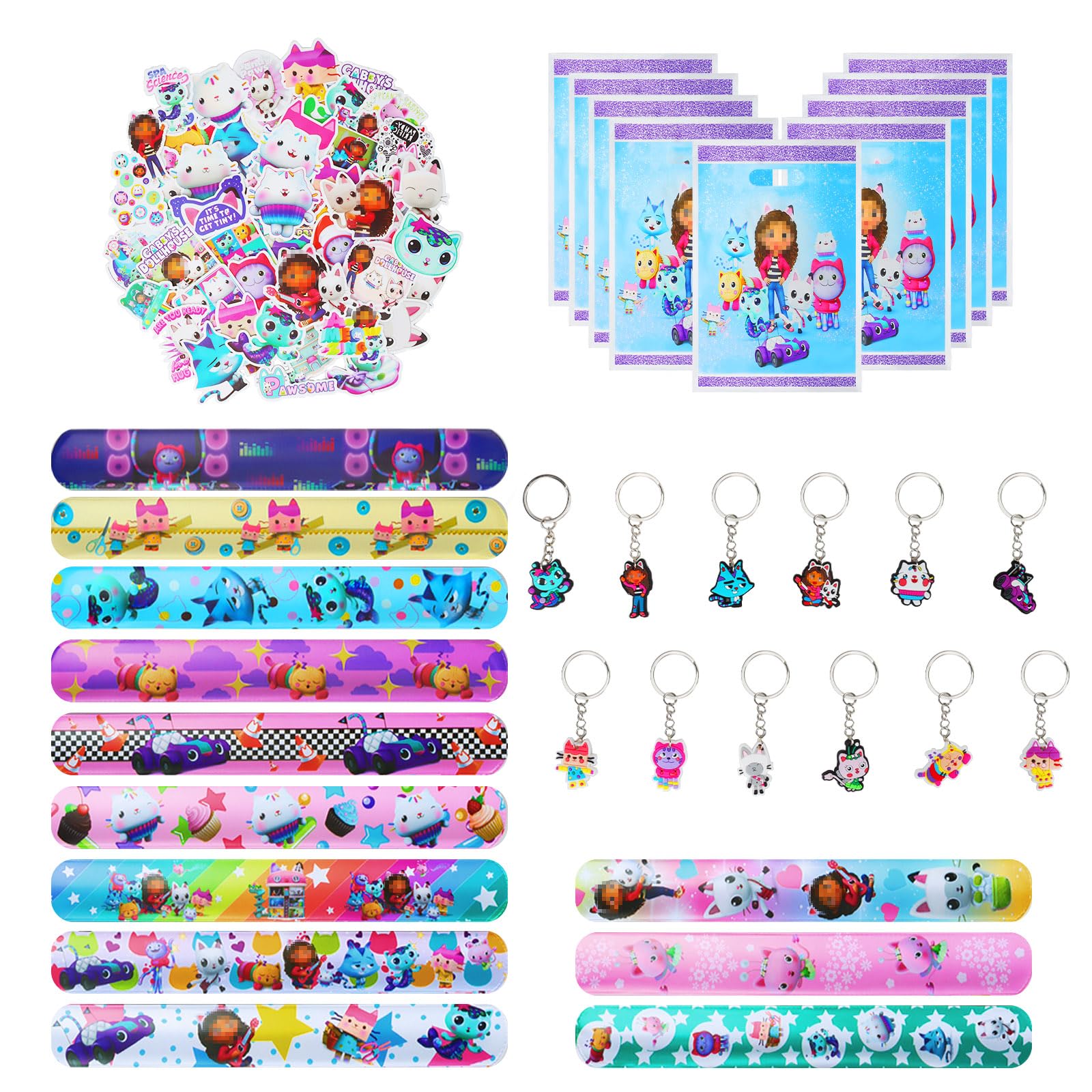 Bomboniere Feste Gabby's - Set Con Braccialetti, Sacchetti, Portachiavi E Adesivi - Foto 3