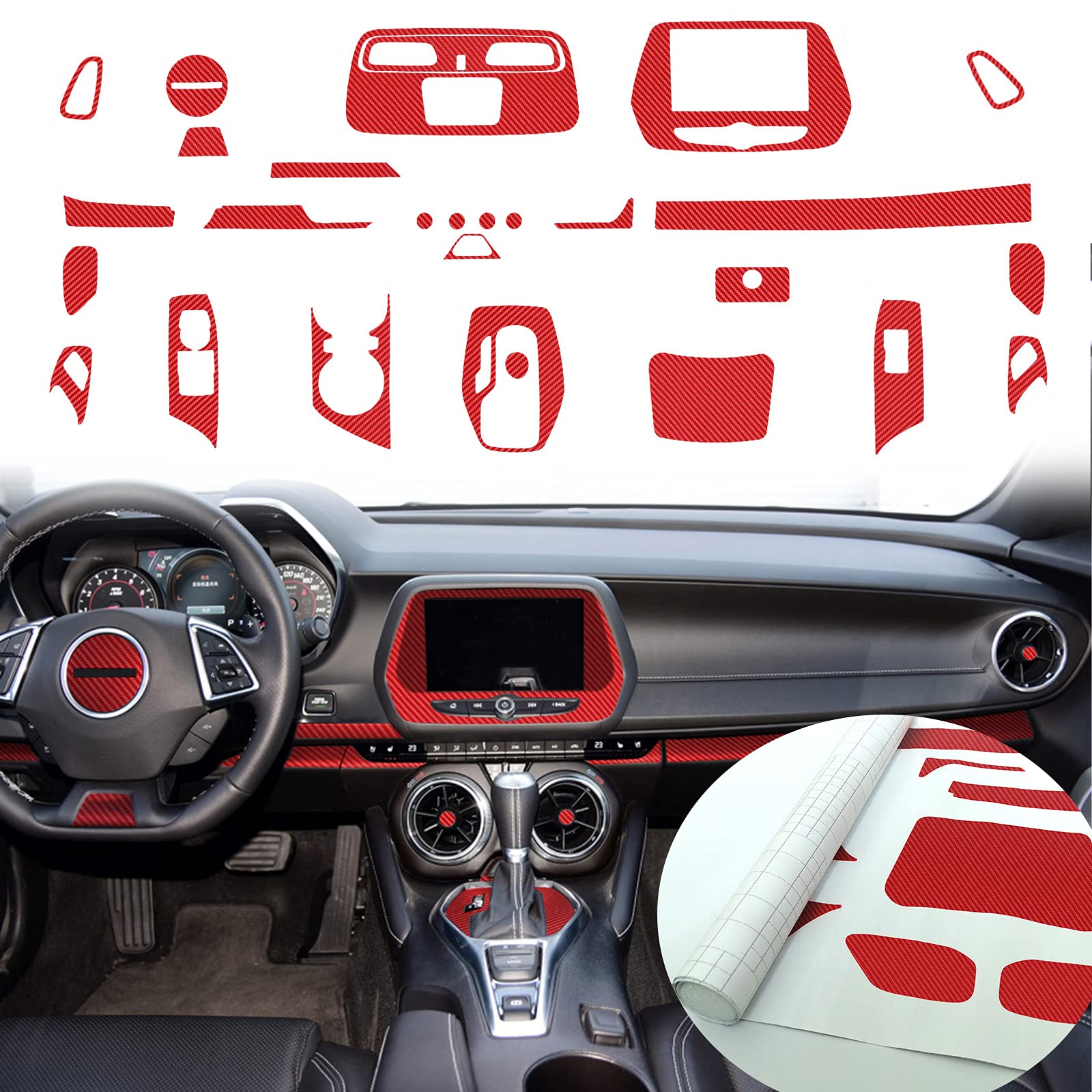 MICOOS Compatible With Carbon Fiber Texture Vinyl Wrap Center Console