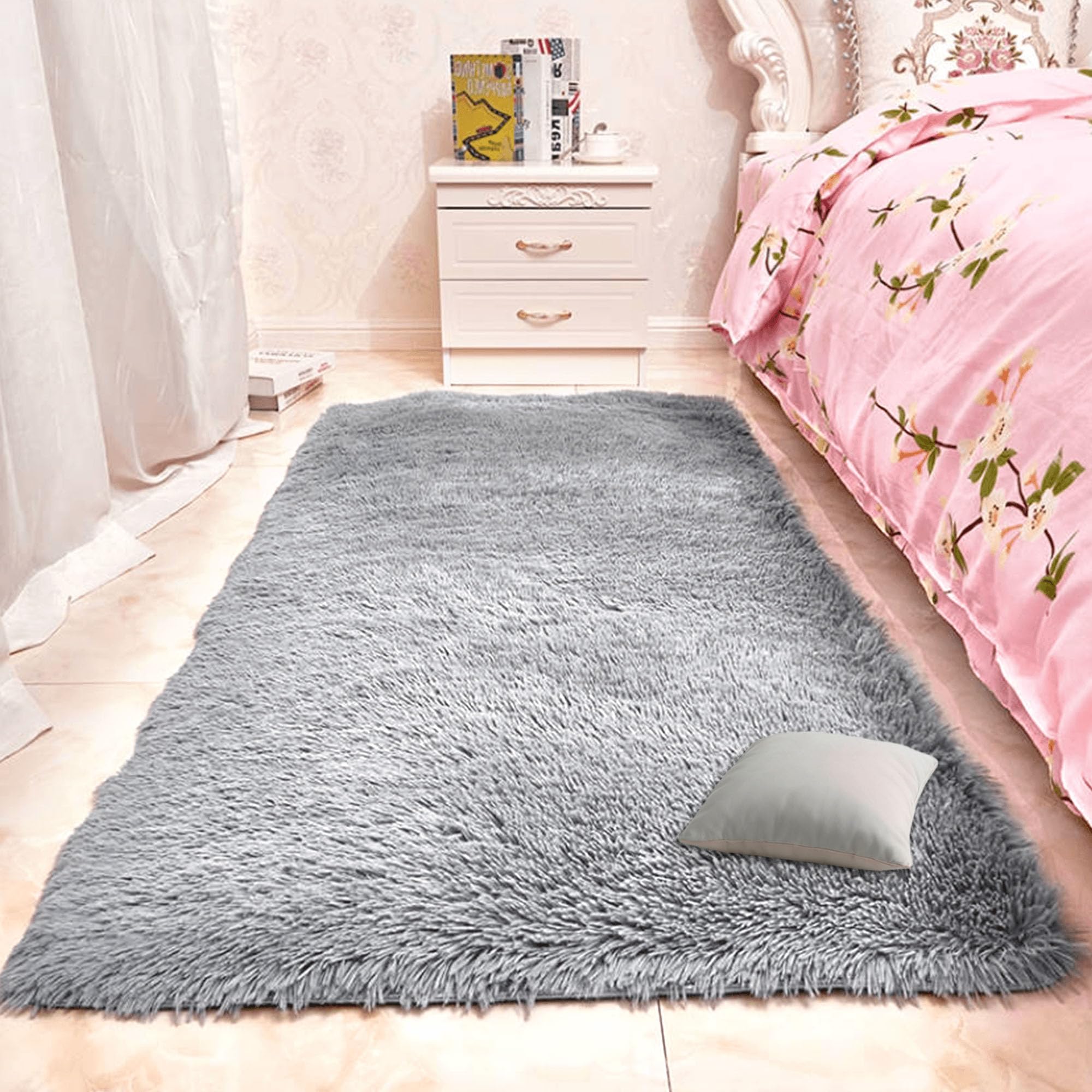 Tapis shaggy ultra doux 190x270 cm avec dossier antidérapant sécurisé