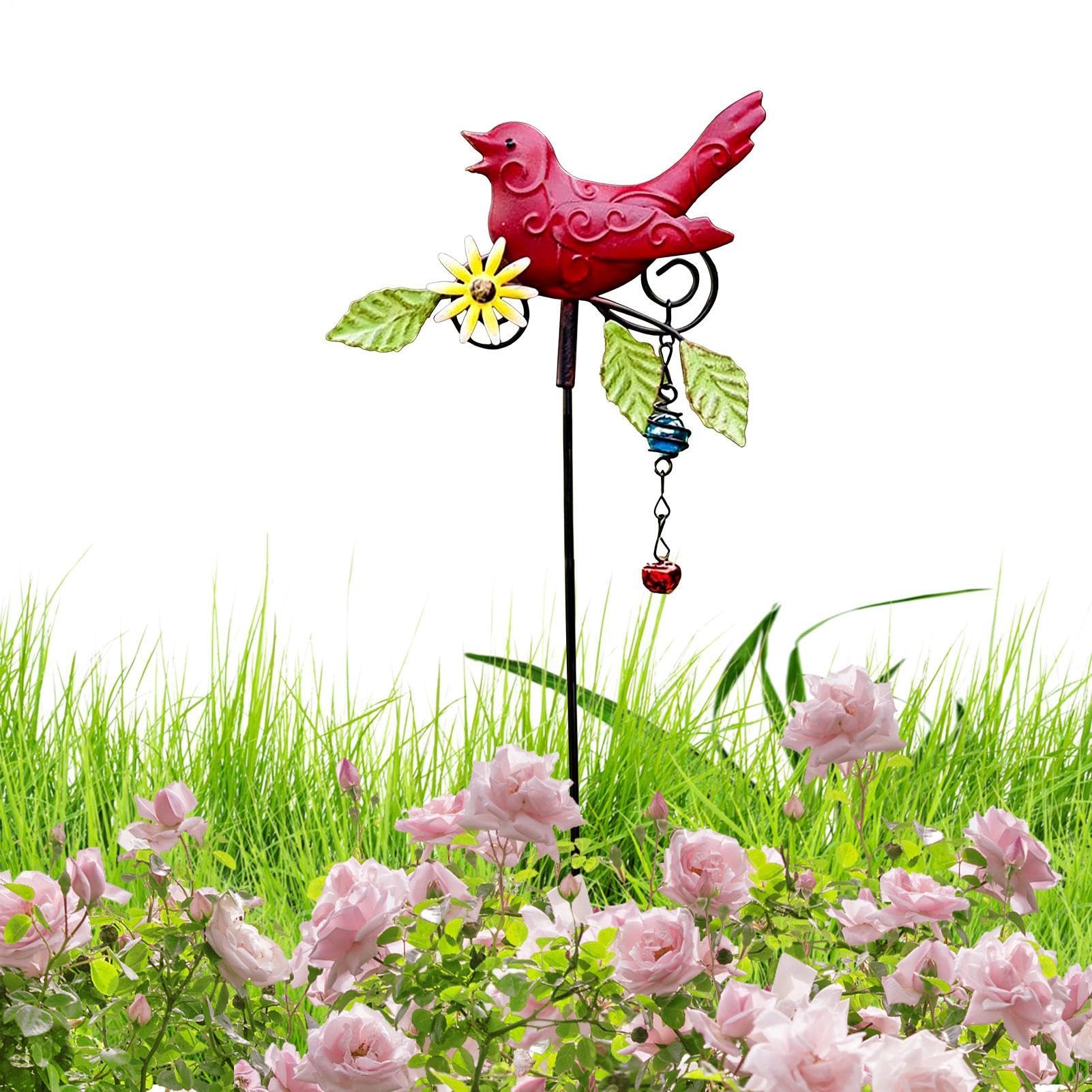 Oiseau décoratif en métal pour pot de fleurs et balcon au printemps