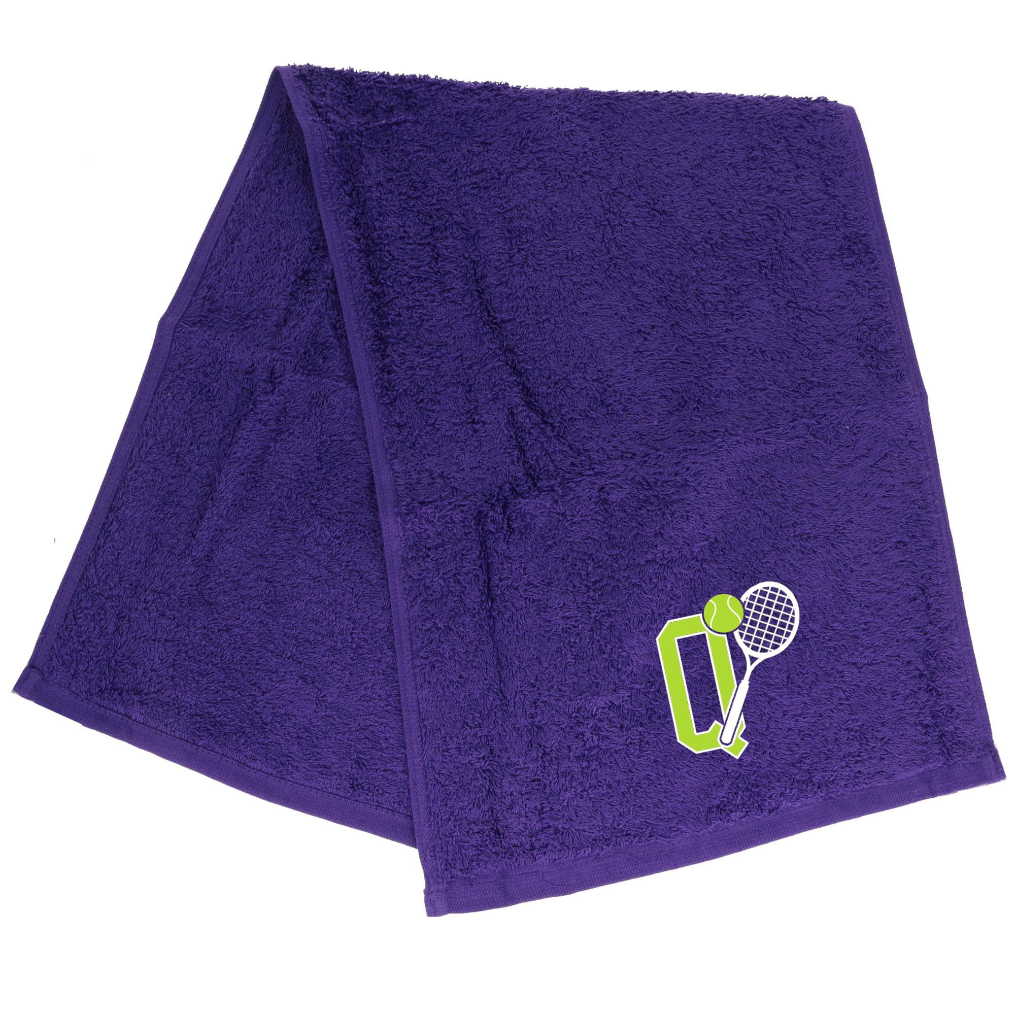 Always Looking Good Tennis Towel with Monogrammed Embroidery Initial Gift for Men & Women, Training Accessory Gift, Gym Towel Present for Tennis Players Birthday, Retirement, Christmas - Purple, Q