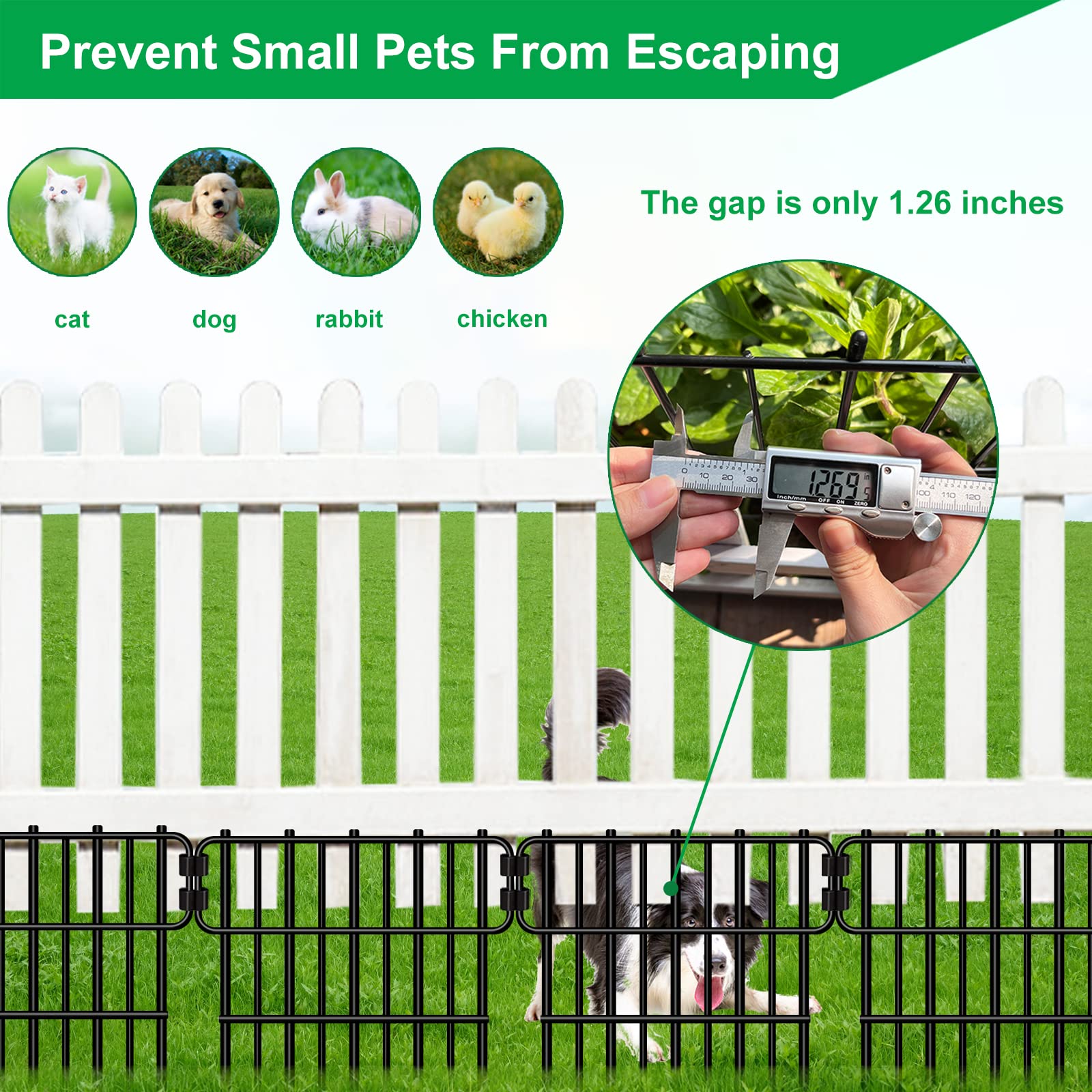 Xeeol 12 Pack Animal Barrier Fence, 13ft (L) x 17in (H) Decorative Garden Fencing Border for Yard, Rustproof Metal Wire No Dig Bottom Fence Panels for Dog and Rabbit, Outdoor Patio Decor