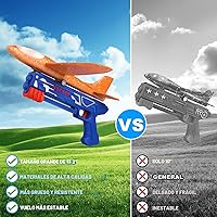 Vista 4 de Fuwidvia Paquete de 3 juguetes de lanzador de aviones, 13.2 pulgadas, planeador de espuma LED, juguete de catapulta para niños, 2 modos de vuelo