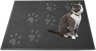 ANDALUS Cat Litter Mat - Kitty Litter Trapping Mat for Litter Boxes - Kitty Litter Mat to Trap Mess, Scatter Control - Washable Indoor Pet Rug and Carpet - Grey, Large (23.5" x 15.75")