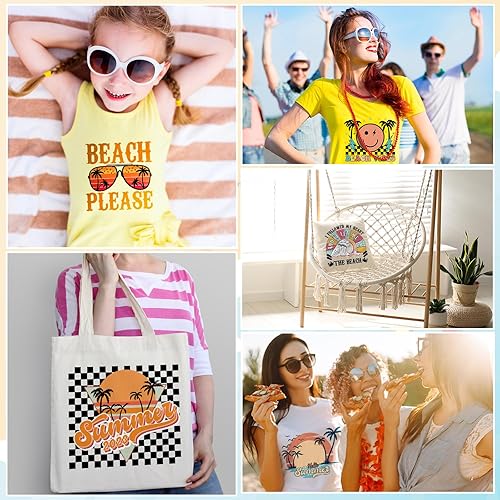 Miniatura 4 de Panelee Calcomanías retro para planchar en la playa, para vacaciones de verano, transferencia de calor, palmera, parches para planchar, apliques,