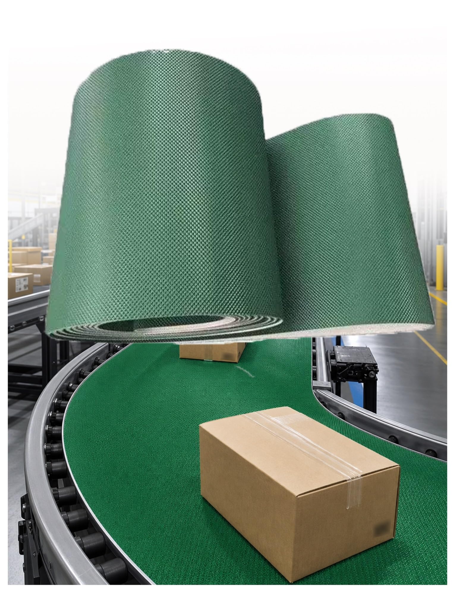 Nastro trasportatore Commerciale Ecologico da 4 mm, con Rullo in Gomma resinosa Antiscivolo, Adatto per Uso Interno/Esterno, Ideale per smistamento ad Alta velocità e movimentazione efficien