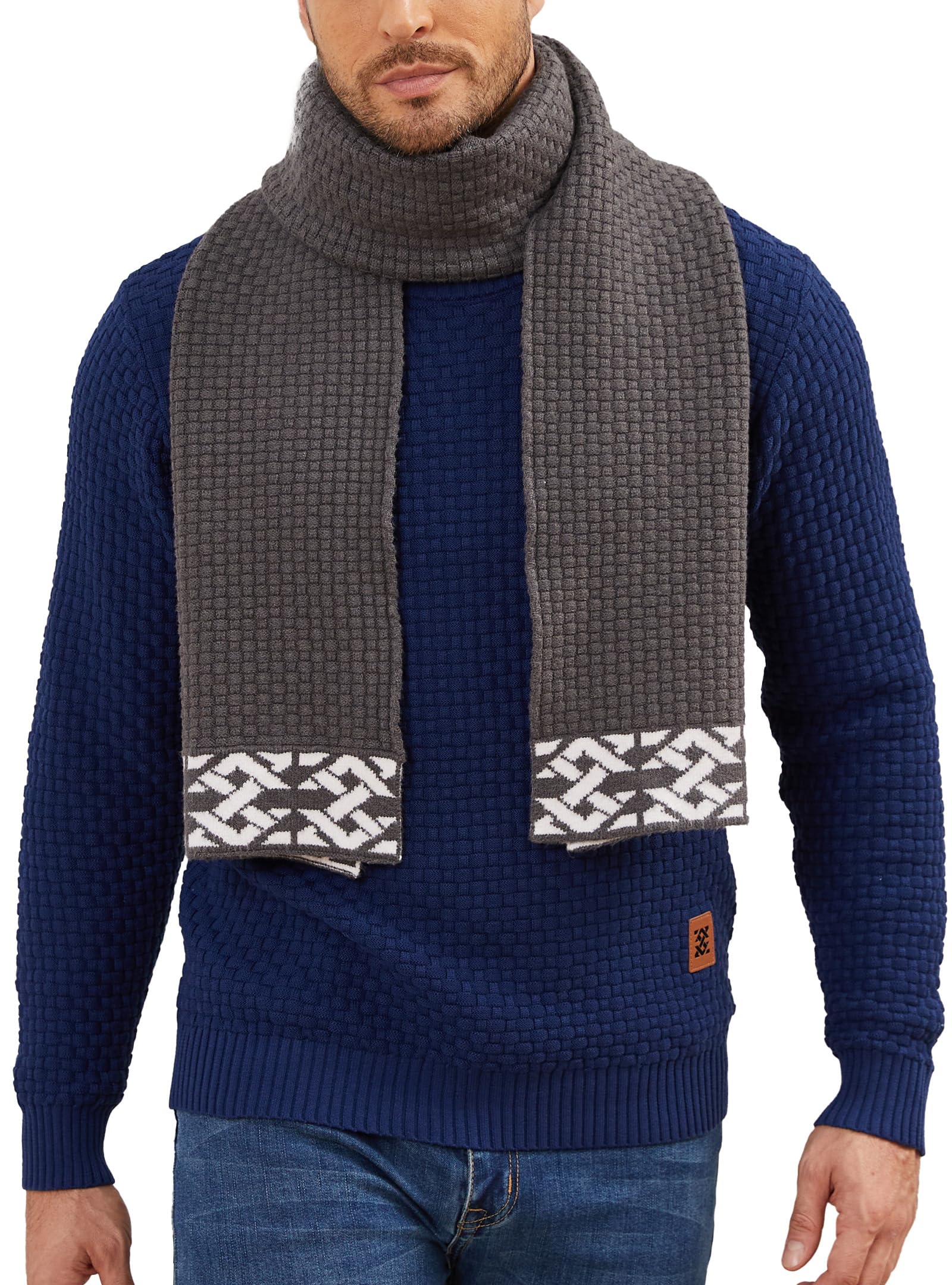 Zaitun Winter Scarf For Men Soft Warm Waffle knitted Classic Fashion Cold Weather Scarves