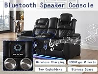 Vista 5 de THSUPER Juego de sofás reclinables de cuero transpirable con potencia con luz LED, asientos reclinables de cine en casa con reposacabezas