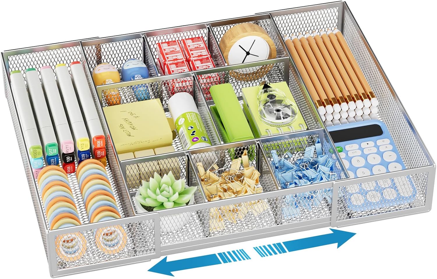 Marbrasse Expandable Desk Drawer Organizer, Mesh Drawer