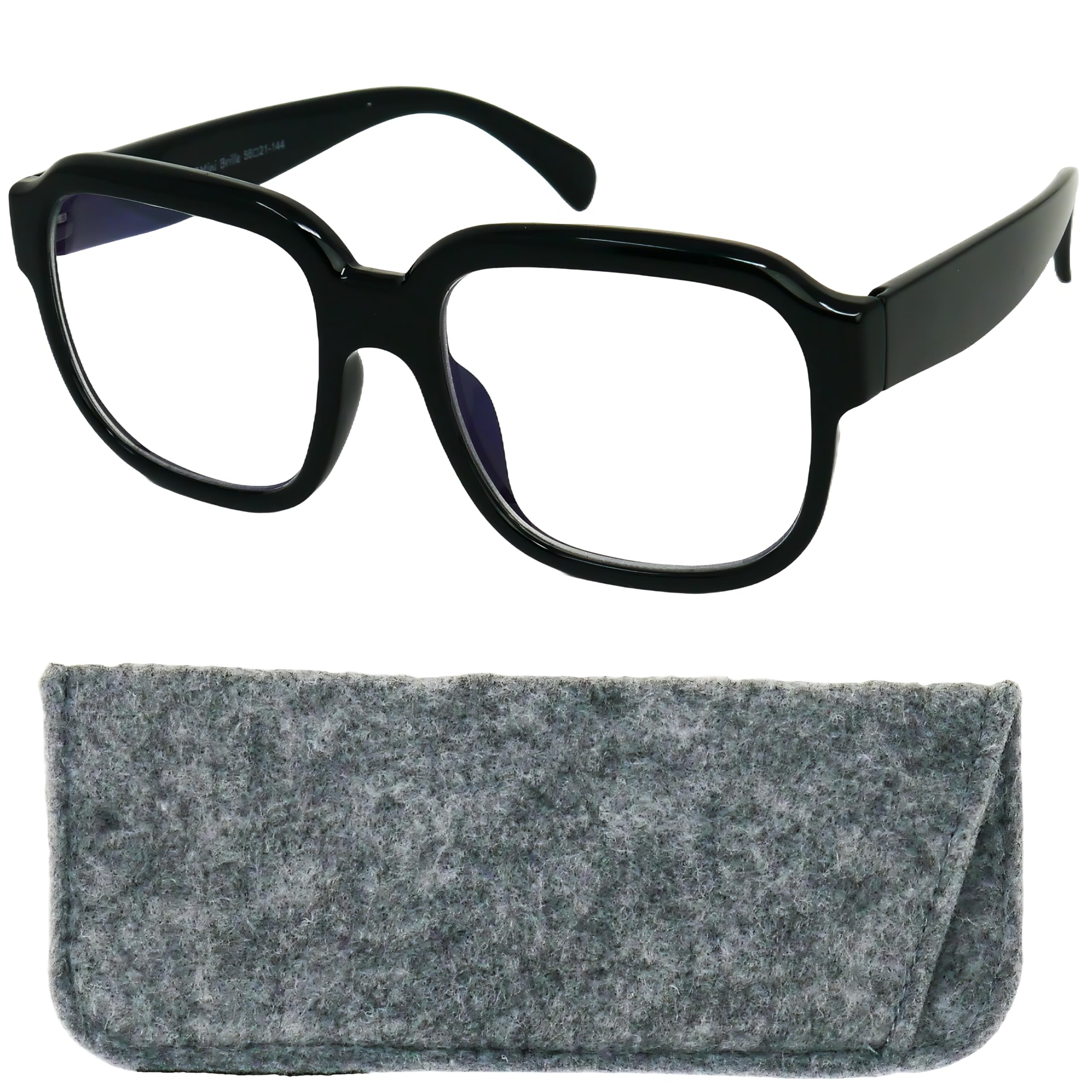 Mini Brille Gafas de Lectura Retro y Grandes XL Rectangulares Lentes, Funda Inclus, Oversize Montura Gruesa el Plástico, Modernas Gafas Para Leer Mujer y Hombre