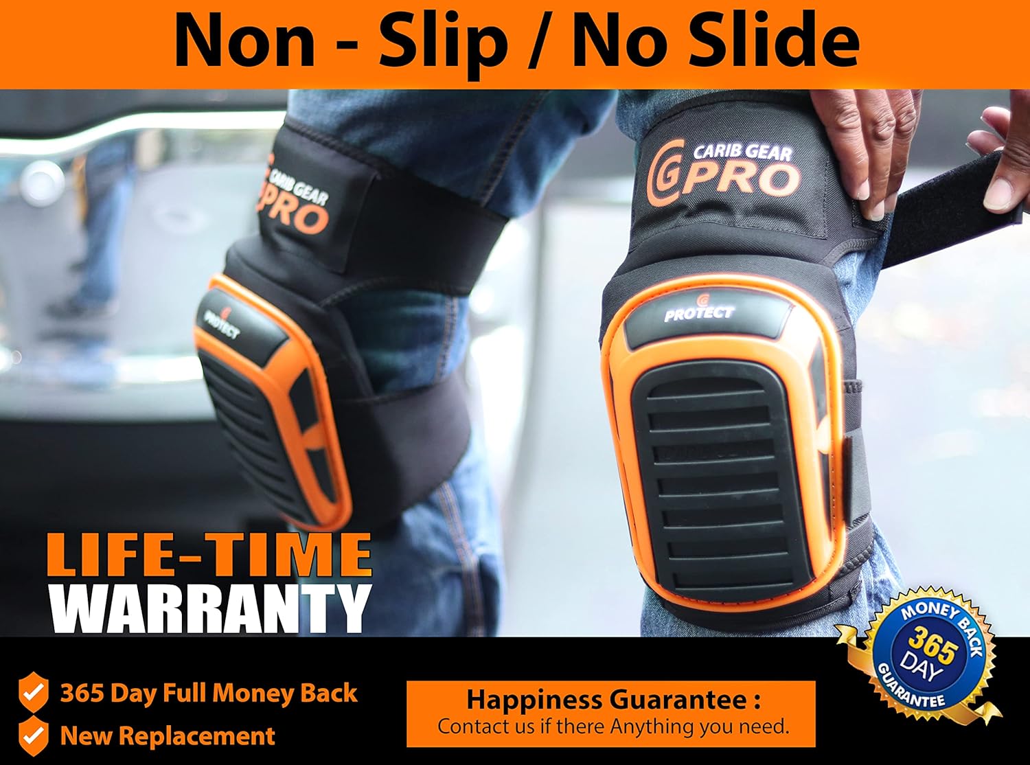 CARIB GEAR PRO Knee Pads for Construction Work, Heavy Duty Anti-Slip Knee Pads for Gardening, Flooring and Cleaning Extra Gel and Cushion Support long kneeling Pads for Women and Men