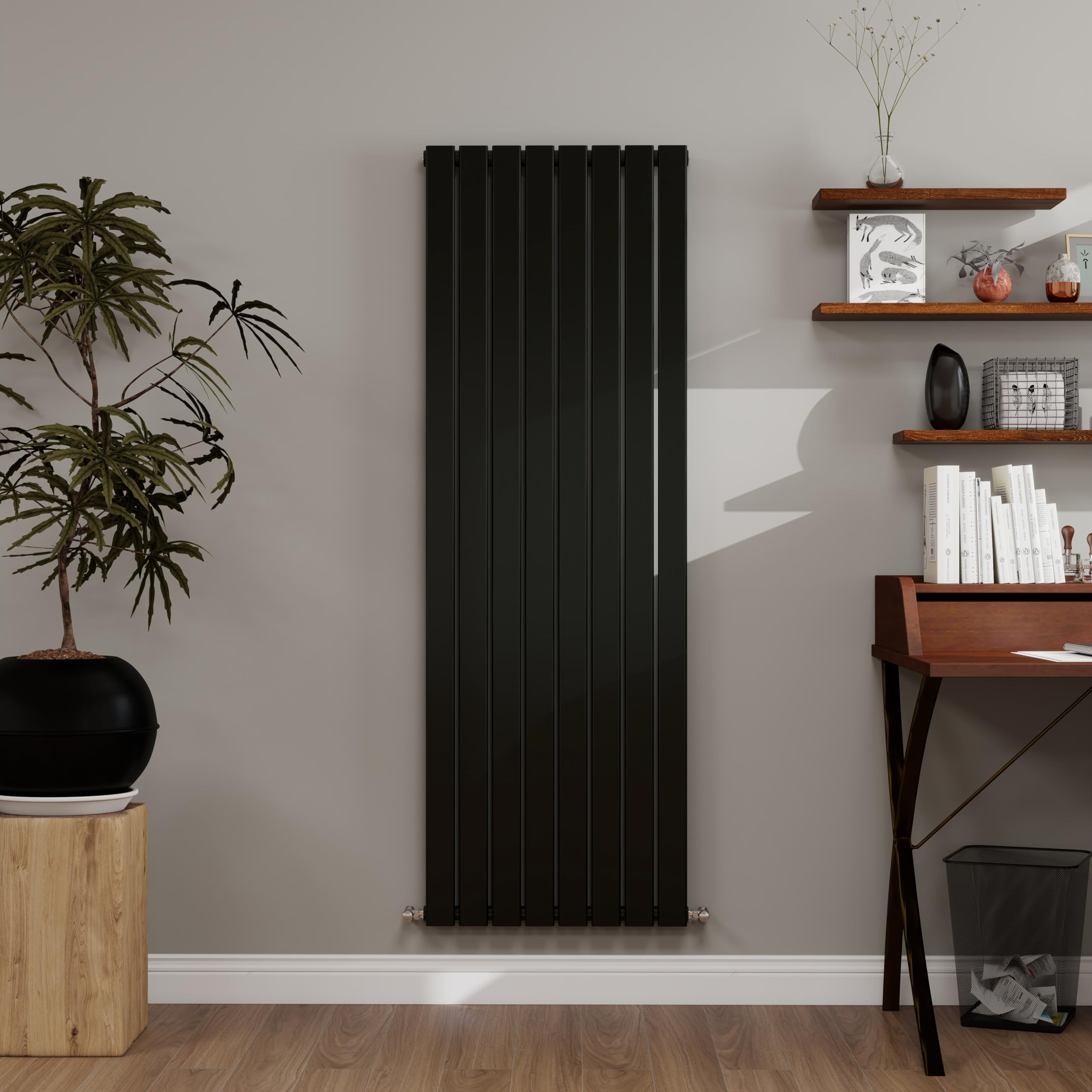 Simple bathrooms Black Designer Radiator Vertical 1600×544mm Single Flat Panel - Wall/Floor Mounted for Modern Multi-Scene & Central Heating Radiator 3491 BTU