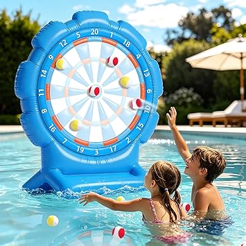 Best Pool Toys Game for Kids Teens, Inflatable Dart Board Toss Pool Games with 10 Sticky Balls, Swimming Pool Floats Game for Yard, Beach, Indoor & Outdoor Play, Summer Party Birthday Gift Age 4-12