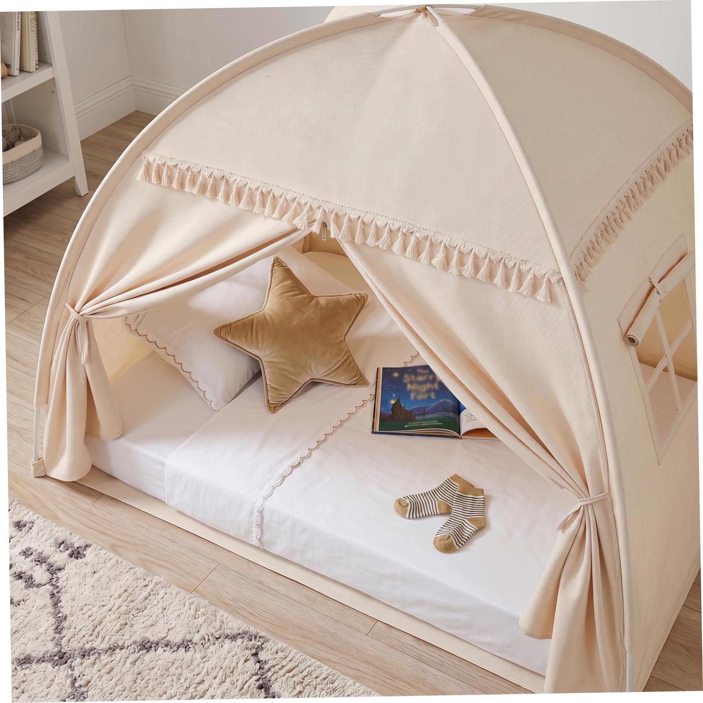 Tienda de Juegos Interior para niños con Cortina para Ventana y Puerta, casa de Juegos con Espacio Privado para niños pequeños, para y niñas