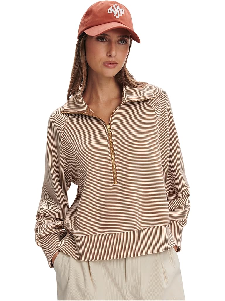 Beige Varley Milano 1/2 Zip Sweat 2.0
