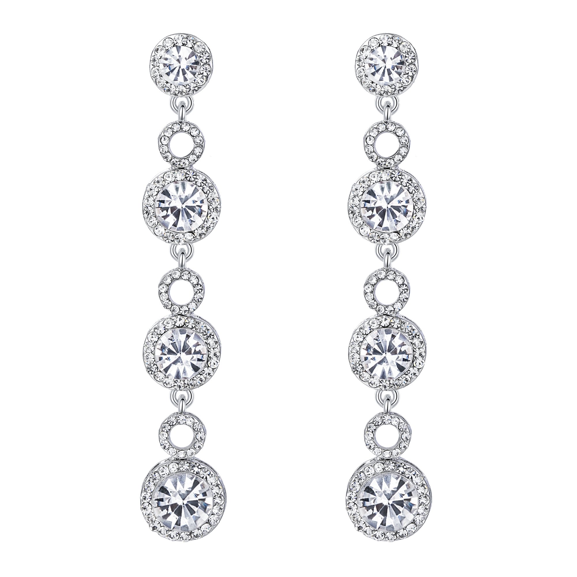 BriLoveWomen's Wedding Bridal Crystal Chandelier Long Dangle Earrings Clear, Crystal Metal