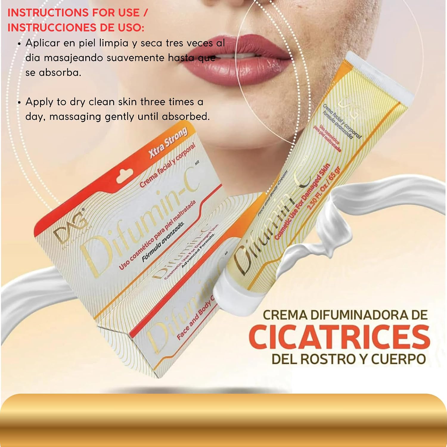 Difumin-C 2.30 Fl. oz/ 65 gr Crema Facial y Corporal Uso cosmentico (Face and Body Cream Cosmetic use) vitamin C