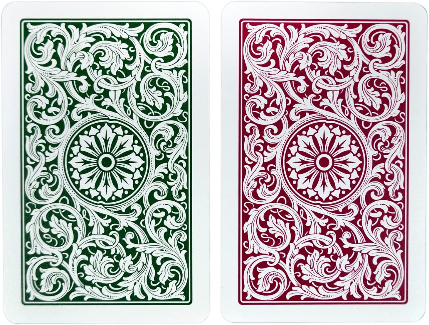Copag 1546 Design 100% Plastic Playing Cards, Bridge Size (Narrow) Green/Burgundy (Standard Index, 6 Sets)