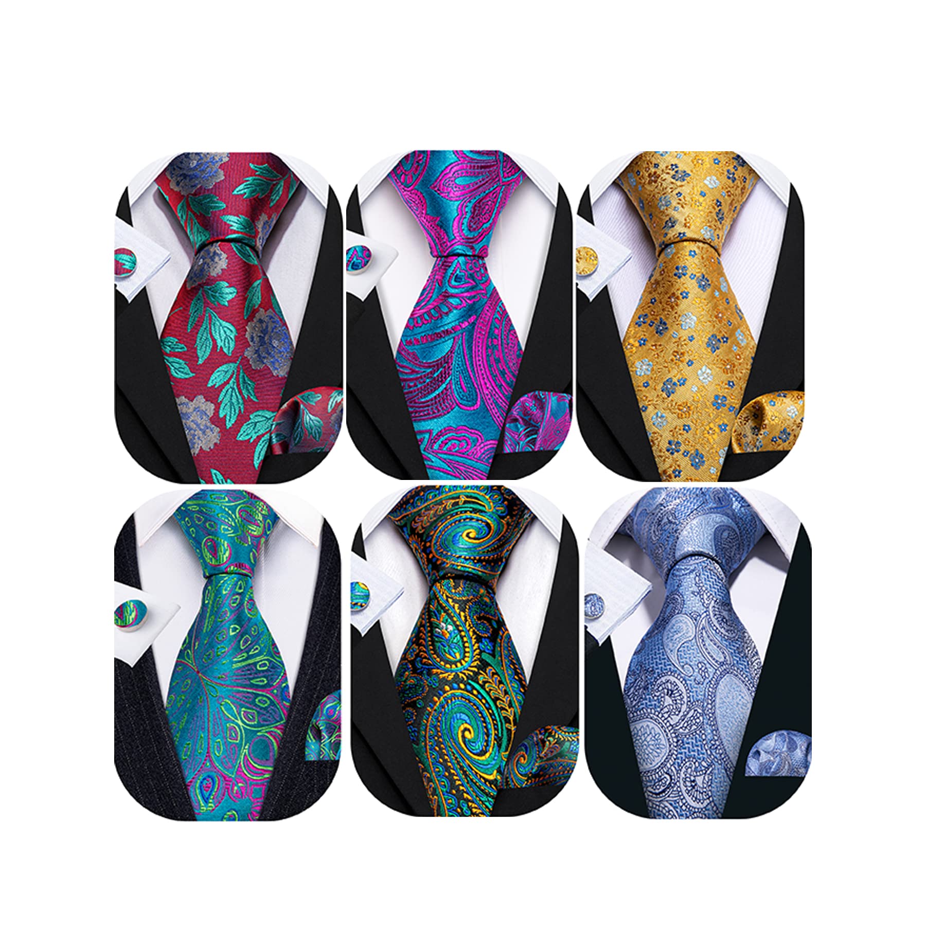 Barry.Wang 6 PCS Men Ties Set
