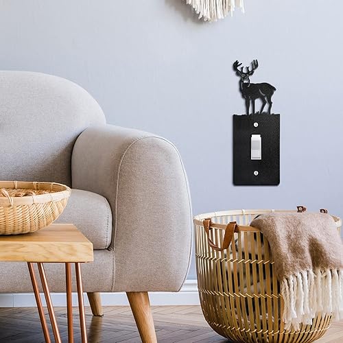 Vista 41 de Lothee 6 piezas de placa de metal para interruptor de luz de oso, alce, árbol, montaña, alce, bosque, placa de salida de palanca, cubierta de pared