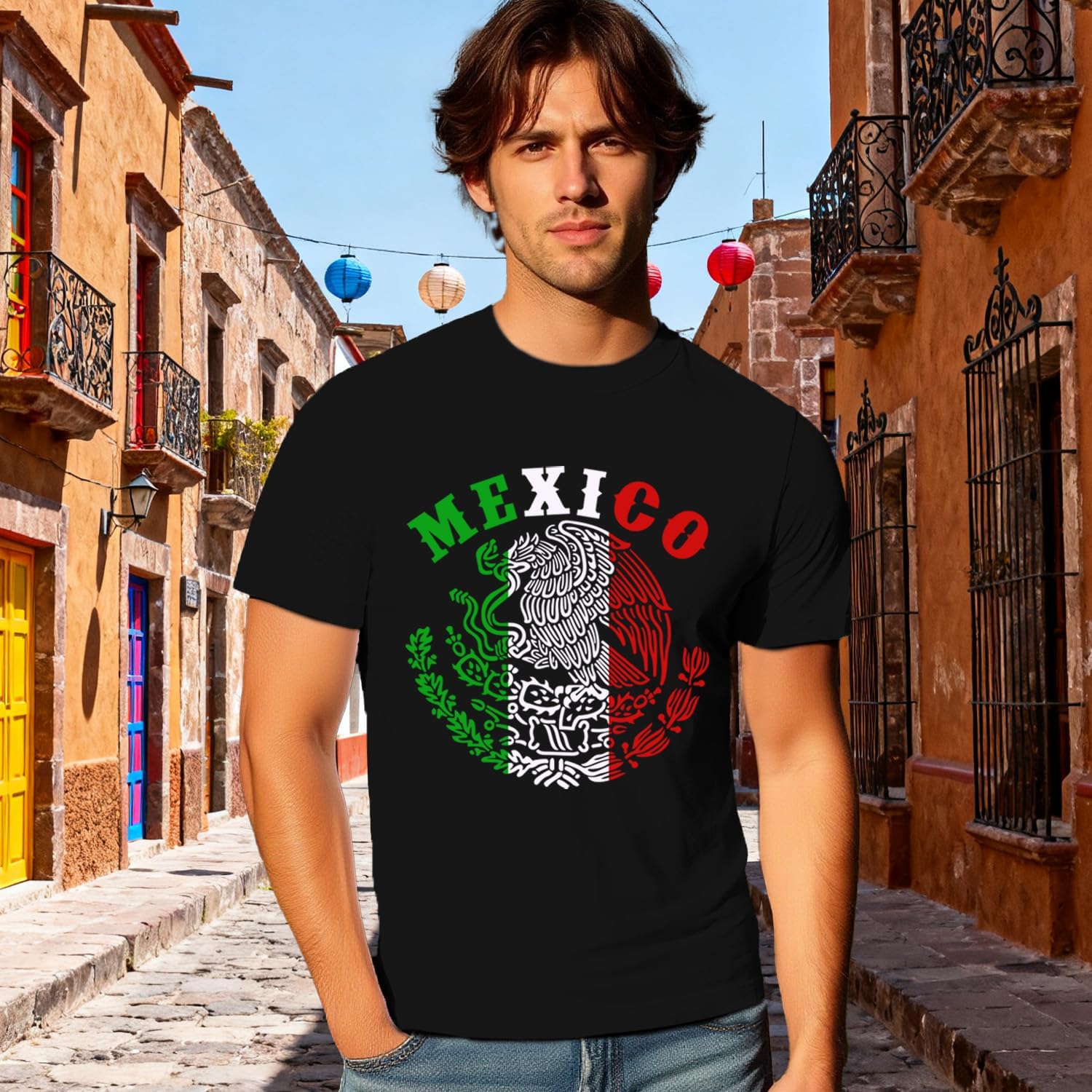 Mexico Shirts for Men Mexican Flag Shirt Mexico Patriotic Eagle Tee Tops - Image 4