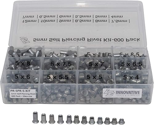 Innovative Tools Supplies Remaches autoperforantes de 0197in kit de 600 piezas 50 unidades de cada tamaño