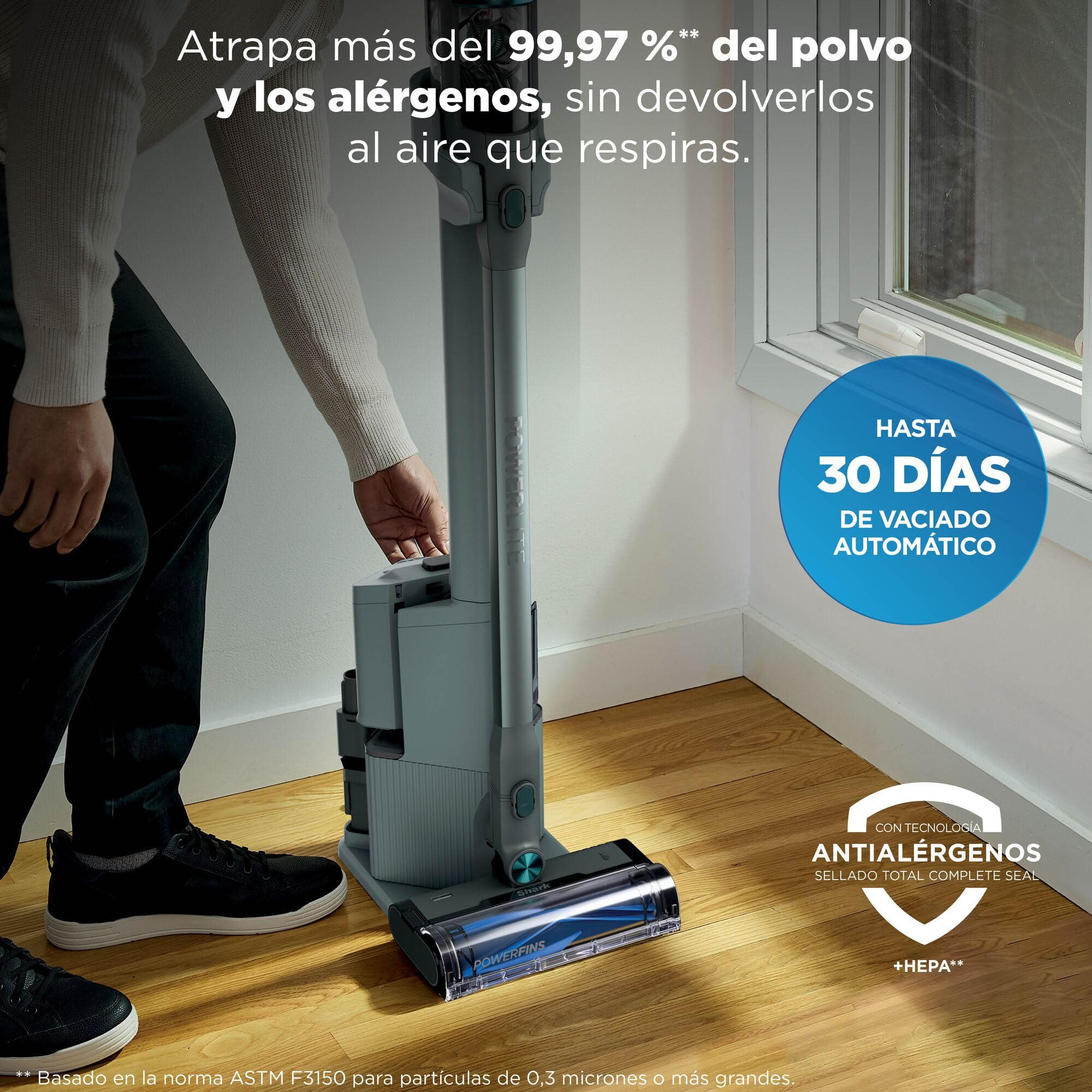 Shark PowerLite Clean & Empty Pet, Aspiradora sin Cable para Mascotas | con Base de Vaciado Automático, Limpieza Multisuperficie Ligera, Filtración HEPA, hasta 40 Minutos de Autonomía, BU3623EUT