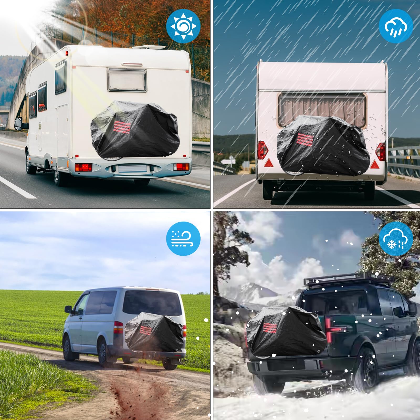 Housse de vélo pour transport de 2 vélos, housse de vélo 600D imperméable pour porte-vélos arrière avec corde de 6 m et bandes réfléchissantes, extérieur 200 x 110 x 85 cm, résistant à la