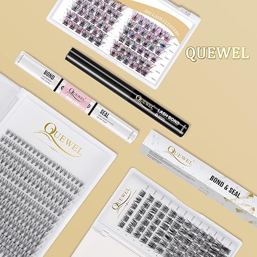 Miniatura 9 de QUEWEL - Pestañas en racimos individuales con tallo ancho, mix de 8 a 16mm de longitud, para hacer tú mismo en casa, suaves y resistentes con banda