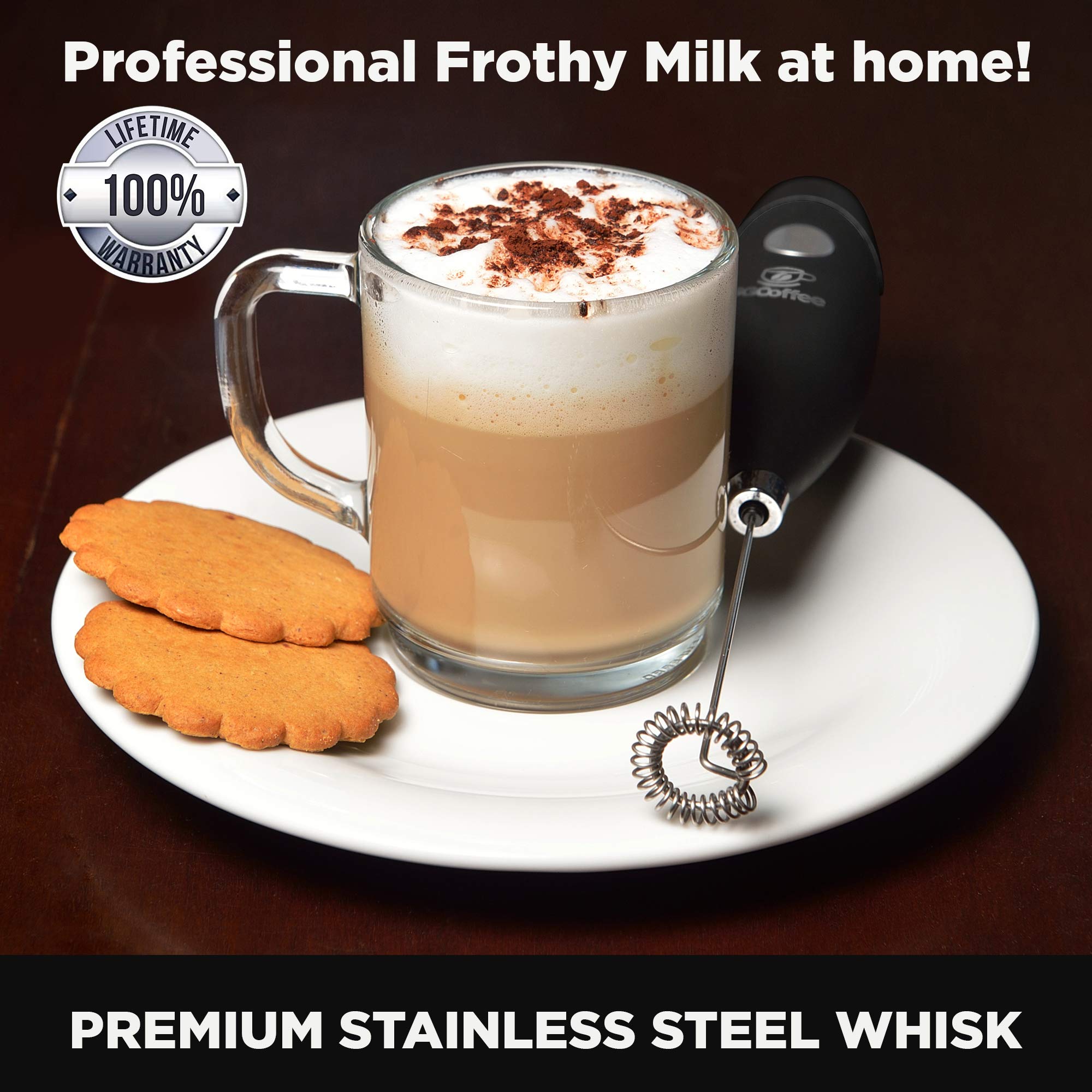 Milk Frother Coffee Frother Electric Whisk Powerful Latte Cappuccino Frother Wand Hot Milk