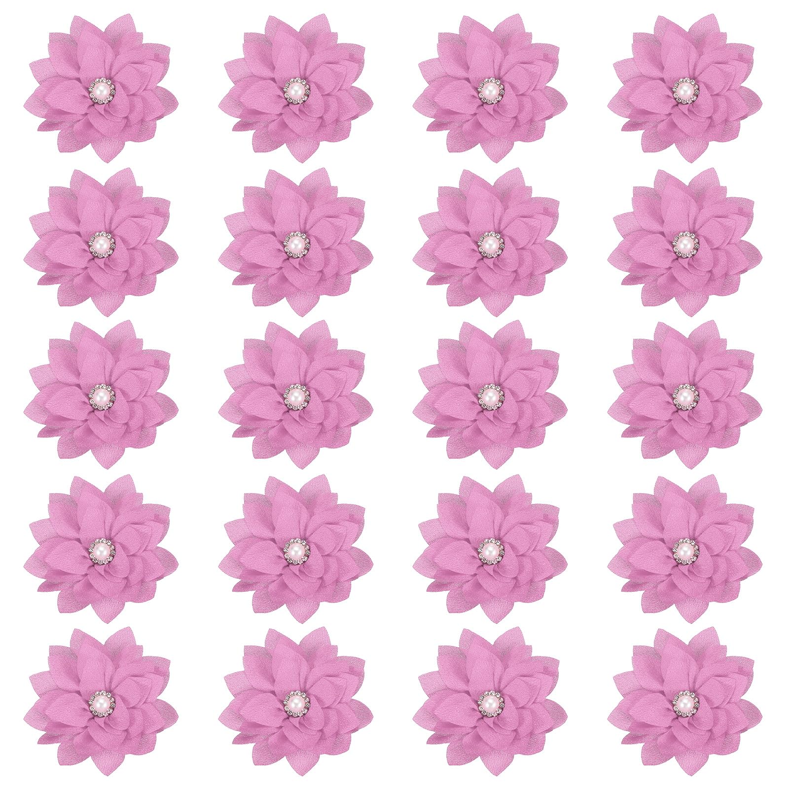 Fleurs en tissu pour broche à perle | Set PATIKIL de 20 ornements textiles violets de 6,1 cm