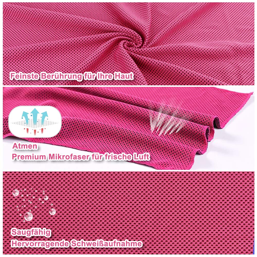 Lot De 2 Serviettes De Sport EOC – 30x130 Cm, 100% Coton, Oeko-Tex, Absorbantes, Séchage Rapide, Rouge